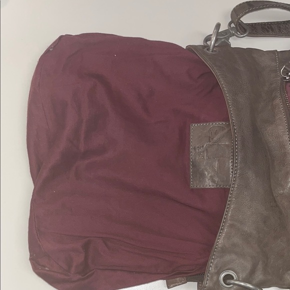 Rock Paper Scissors leather larger cross body bag dark gray/ silver tone preowne - Picture 11 of 16